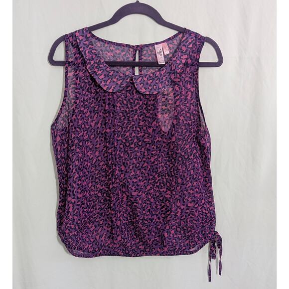 New Dolled Up by Fang Purple Leopard Chiffon Top Large Grunge Y2K Fairy - Picture 1 of 5
